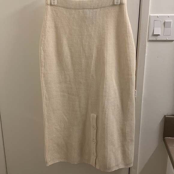 Vintage cream wool pencil knit skirt size: M - Picture 3 of 6